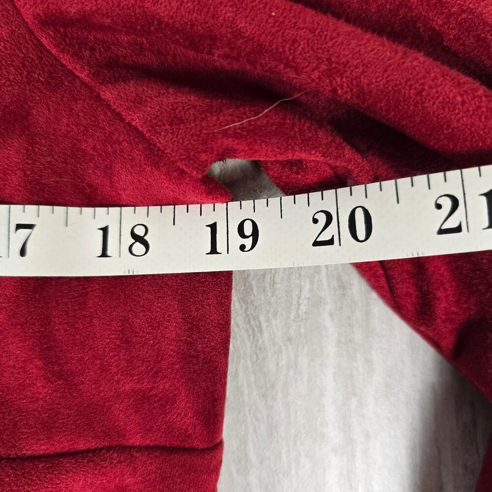 Tuckernuck Easton Faux Suede Blouse Size Medium Red V Neck Puff Sleeve - Picture 3 of 7